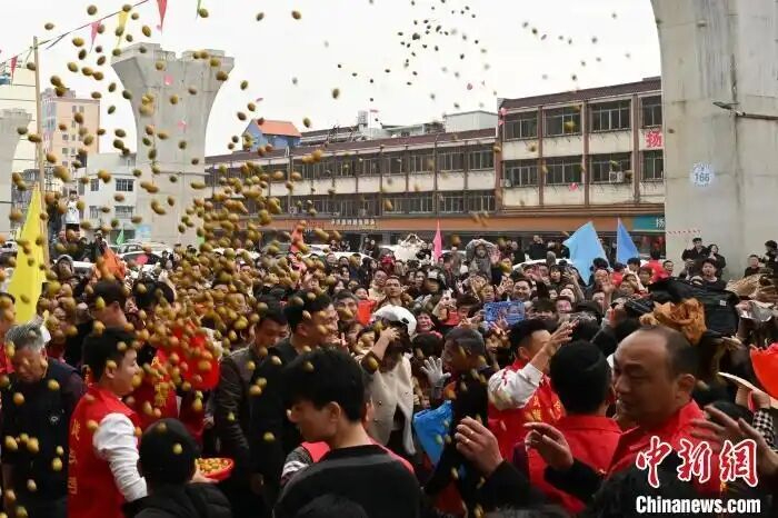 廣東潮州：“撒橄欖”送祝福